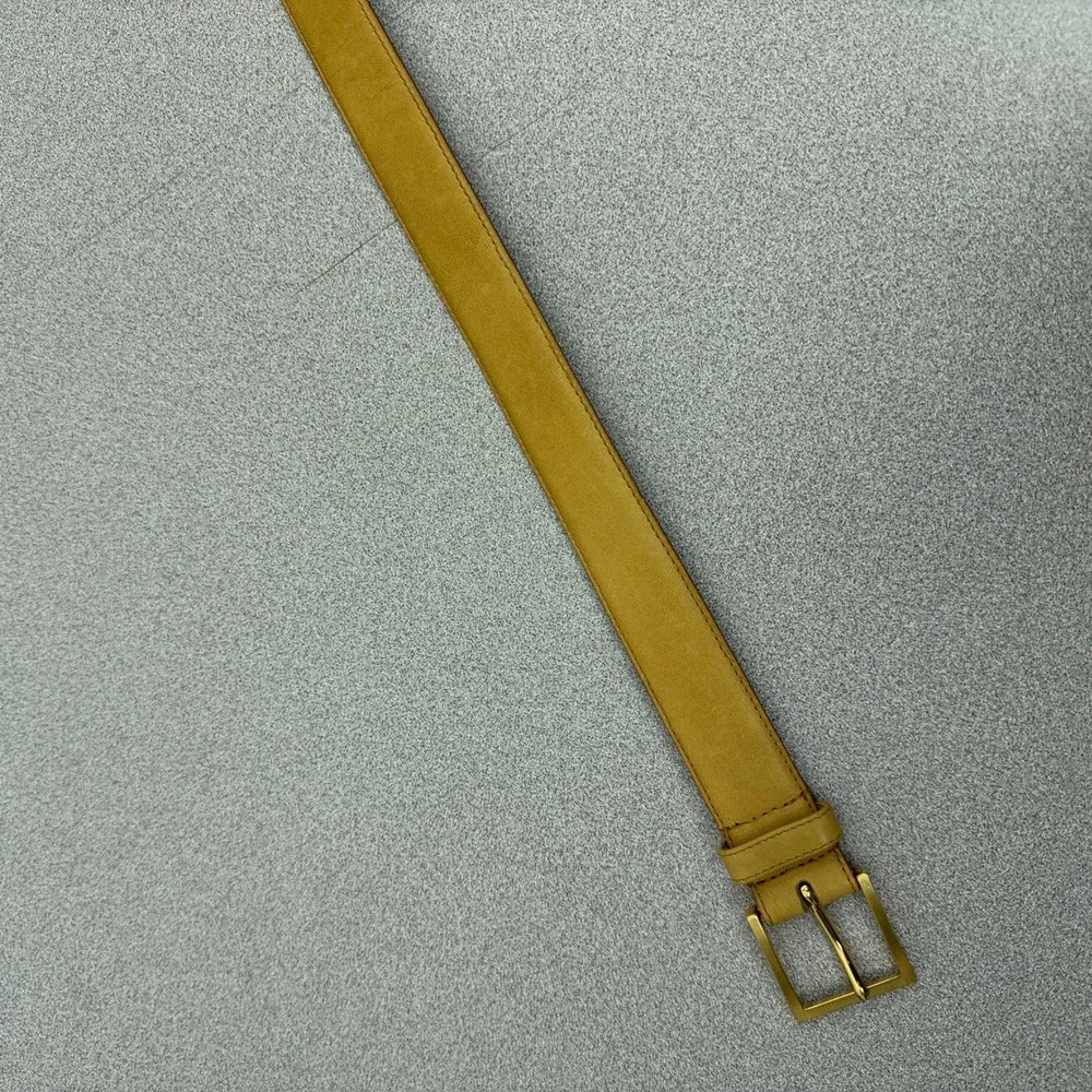 Canterbury Belt Mens 36 Tan Glove Leather Gold Tone Buckle Classic Vtg 1in